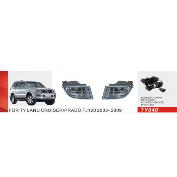 Противотуманные фары для Toyota Prado FJ120 2003-2009 H3 12V 55W с проводкой Комплект (TY-040)