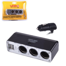 Автомобільний розгалужувач прикурювача VOIN 32 виходу 2USB 2100mA 12/24V (SC-3036)