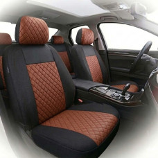 Автомобільні чохли B LUXE MAX Велюр під Алькантару (5 Підголівників) Коричневий Ромб