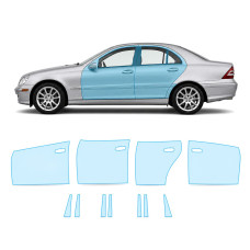 Антигравійна захисна бронеплівка за лекалами для Mercedes-Benz C-Class W203 facelift 2004-2007 - зони дверей і стійки вікон