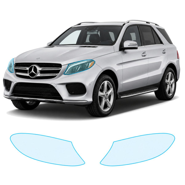 Антигравійна захисна бронеплівка за лекалами для Mercedes-Benz GLE W166 facelift 2015-2019 - оптика (фари та ПТФ)
