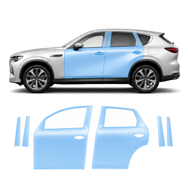 Антигравійна захисна бронеплівка за лекалами для Mazda CX-60 2022- зони дверей і стійки вікон