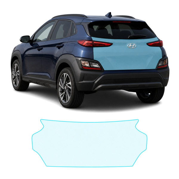 Антигравійна захисна бронеплівка за лекалами для Hyundai Kona OS facelift 2021-2023 - зона кришки багажника