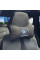 Подушка на підголівник з логотипом Volkswagen Екошкіра 3D Кольоровий лого Чорна-Коричневий кант 1 шт