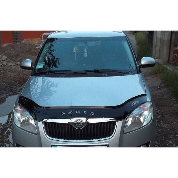 Дефлектор капота мухобойка Skoda Fabia 5J 2007-2011 Евро Крепление (Vip Tuning)