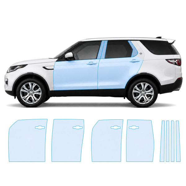 Антигравийная защитная бронепленка по лекалам для Land Rover Discovery Sport L550 2014-2019 - зоны дверей и стойки окон