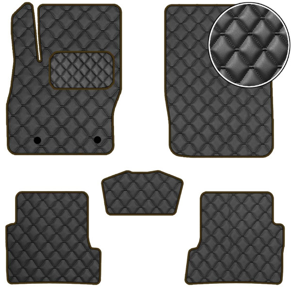 Килимки в салон для Ford Focus II 2004-2010 Екошкіра Коричневі 5 шт (Rombus)