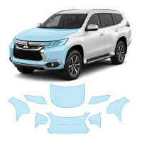 Антигравійна захисна бронеплівка за лекалами для Mitsubishi Pajero Sport II 2015-2019 - передня частина авто (капот бампер крила))