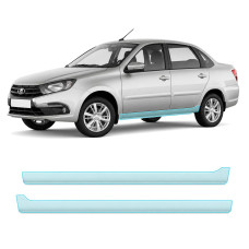 Антигравийная защитная бронепленка по лекалам для LADA Granta 2190 facelift 2018-2022 - нижняя зона кузова пороги