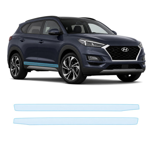 Антигравійна захисна бронеплівка за лекалами для Hyundai Tucson TL facelift 2019-2020 - нижня зона кузова пороги