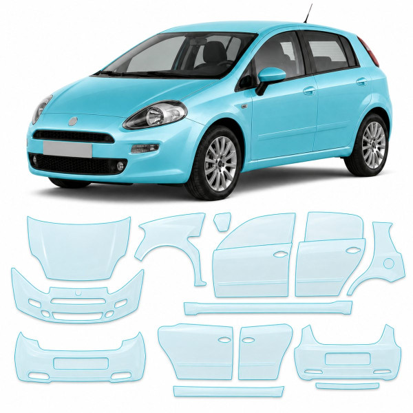 Антигравийная защитная бронепленка по лекалам для Fiat Punto (Grande Punto/Punto Evo) III 2005-2018 - полный кузов