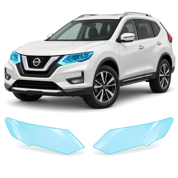 Антигравійна захисна бронеплівка за лекалами для Nissan Rogue / X-Trail T32 facelift 2017-2022 - оптика (фари та ПТФ)