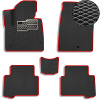 3D Килимки в салон EVA для Hyundai Santa Fe III 2012-2018 з підп'ятником Чорні-Червоний кант 5 шт