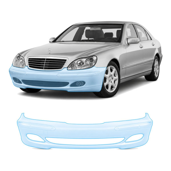Антигравийная защитная бронепленка по лекалам для Mercedes-Benz S-Class W220 facelift 2002-2005 - передний бампер