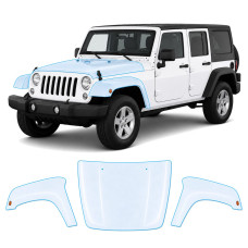 Антигравийная защитная бронепленка по лекалам для Jeep Wrangler JK 2007-2018 - капот и передние крылья