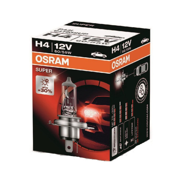 Автолампа галогенная Osram Super + 30% 12V H4 60/55W 1 шт (64193 SUP)