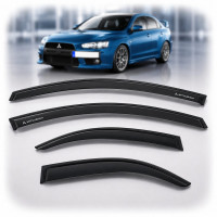 Дефлекторы окон ветровики Mitsubishi Lancer X 2007- Скотч 3M Voron Glass