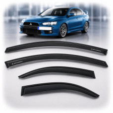 Дефлекторы окон ветровики Mitsubishi Lancer X 2007- Скотч 3M Voron Glass