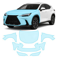Антигравийная защитная бронепленка по лекалам для Lexus NX AZ20 2021- передняя часть авто (капот бампер фары крылья)