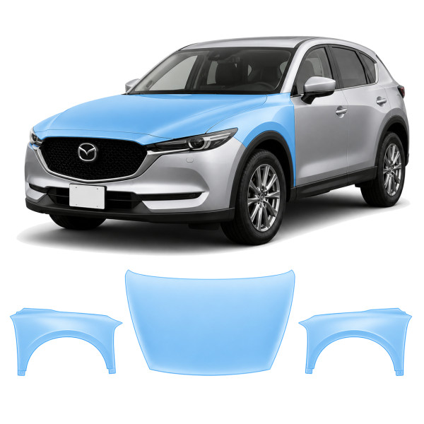 Антигравийная защитная бронепленка по лекалам для Mazda CX-5 KF 2017-2022 - капот и передние крылья