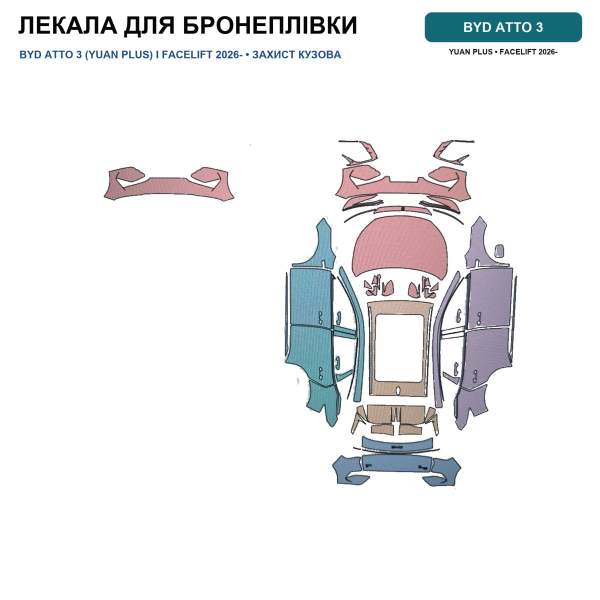 Антигравійна захисна бронеплівка за лекалами для BYD Atto 3 (Yuan Plus) I 2022-2024 - оптика (фари та ПТФ)