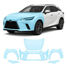 Антигравийная защитная бронепленка по лекалам для Lexus RX V 2022- передняя часть авто (капот бампер фары крылья)