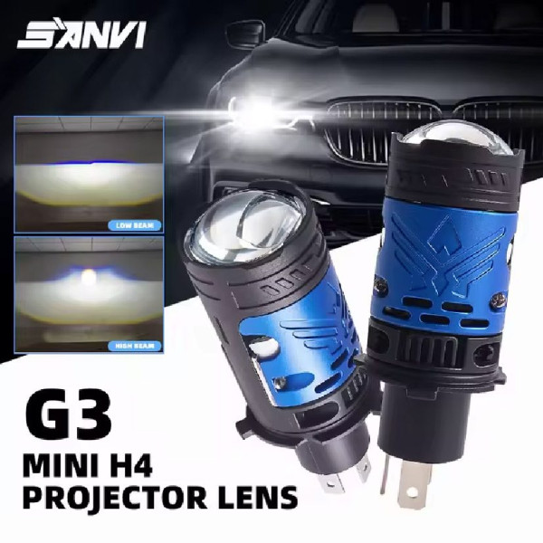 LED лампи автомобільні H4 Mini 120W 13000LM 6000K 4570+4570 Module 9-30V (Лінзовані D37 мм З Оманкою Canbus) F90-Small