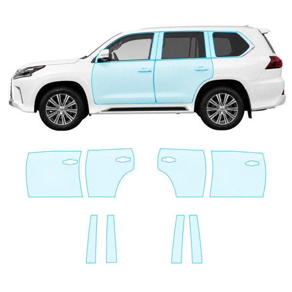 Антигравійна захисна бронеплівка за лекалами для Lexus LX J200 facelift 2 2016-2021 - зони дверей і стійки вікон