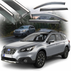 Дефлектори вікон вітровики Benke для Subaru Outback 2015- Хром Молдинг Із Нержавіючої Сталі 3D (BSROB1523-W/S)