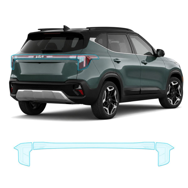Антигравийная защитная бронепленка по лекалам для Kia Seltos SP2 facelift 2023- задние фонари стопы