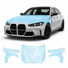 Антигравийная защитная бронепленка по лекалам для BMW M3 G80 facelift 2024- капот и передние крылья