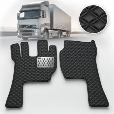 Коврики в салон для Volvo FH 12-16 (грузовик) 1998-2008 Экокожа с подпятником 2 шт (Rombus)