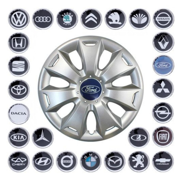 Ковпак колеса з емблемою Ford SKS417 R16 сірий з логотипом на вибір 4 шт