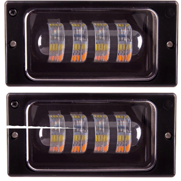 LED Протитуманні фари для Ваз 2110-14 W/Y 12-24V 40W 4LED 3000K 6000K Білий Жовтий Світло 2 шт (LD-519 L2-WY-LED)