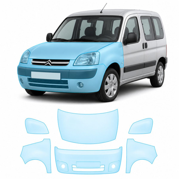 Антигравійна захисна бронеплівка за лекалами для Citroen Berlingo I facelift 2002-2018 - передня частина авто (капот бампер крила))