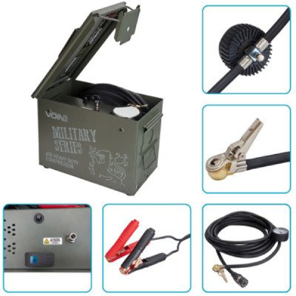 Автомобільний компресор Voin MILITARY SERIES 150psi 50A 160л Клеми (VM-080)