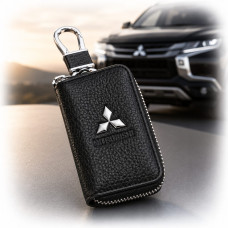 Чехол для ключей с карабином Mitsubishi (Тисненая кожа)
