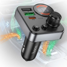 Автомобільний FM модулятор (трансмітер) Hoco E86 2хUSB Type-C PD48W + QC3.0