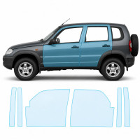 Антигравийная защитная бронепленка по лекалам для Chevrolet Niva I facelift 2009-2020 - зоны дверей и стойки окон