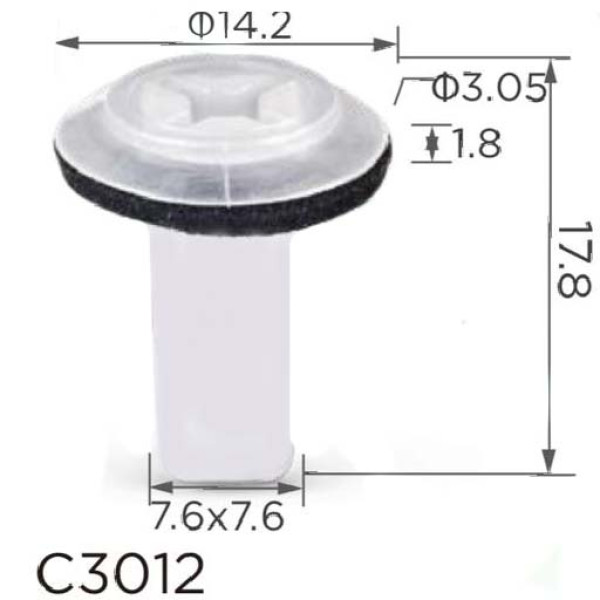 Клипса под саморез кузов Hyundai, Honda, Toyota (9751922000, 97519-22000, 14325) (C3012)