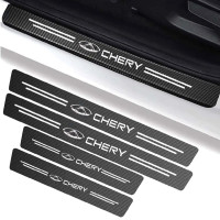 Захисна плівка накладка на пороги для Chery Чорний Карбон 4 шт