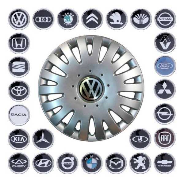 Ковпак колеса з емблемою Volkswagen SKS403 R16 сірий з логотипом на вибір 4 шт