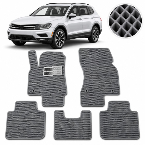 Килимки в салон EVA для Volkswagen Tiguan II USA Allspace 2015- з підп'ятником Сірі 5 шт
