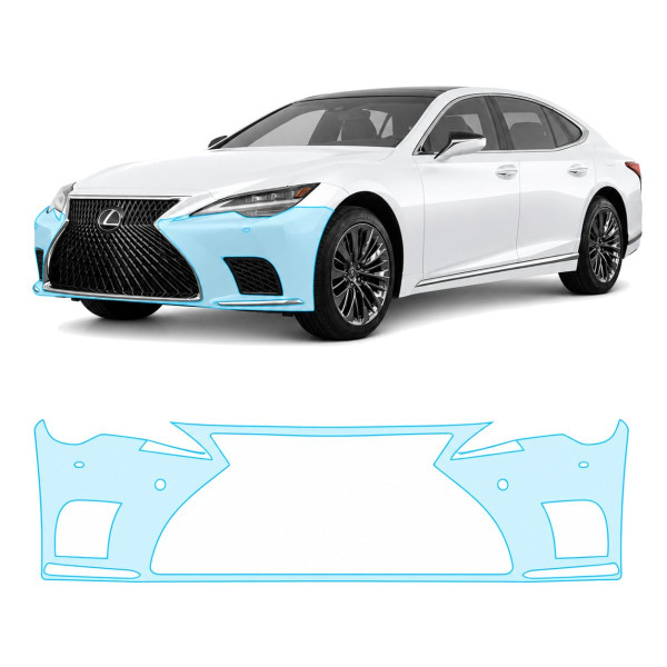 Антигравийная защитная бронепленка по лекалам для Lexus LS XF50 facelift 2021- передний бампер