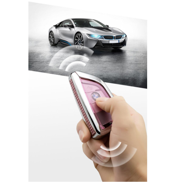 Чехол для автоключей BMW (Брелок и карабин) Розовый Оригинал (YC0021)