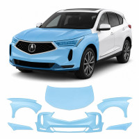 Антигравийная защитная бронепленка по лекалам для Acura RDX TC1 facelift 2022 - передняя часть авто (капот бампер фары крылья)