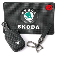 Автонабор №77 для Skoda Коврик Брелок плетеный карабином чехол для автоключей