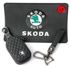 Автонабор №77 для Skoda Коврик Брелок плетеный карабином чехол для автоключей