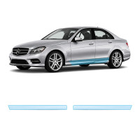 Антигравийная защитная бронепленка по лекалам для Mercedes-Benz C-Class W204 facelift 2011-2014 - нижняя зона кузова пороги