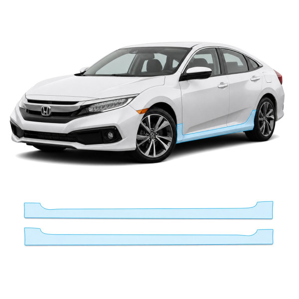 Антигравийная защитная бронепленка по лекалам для Honda Civic X facelift 2019-2021 - нижняя зона кузова пороги